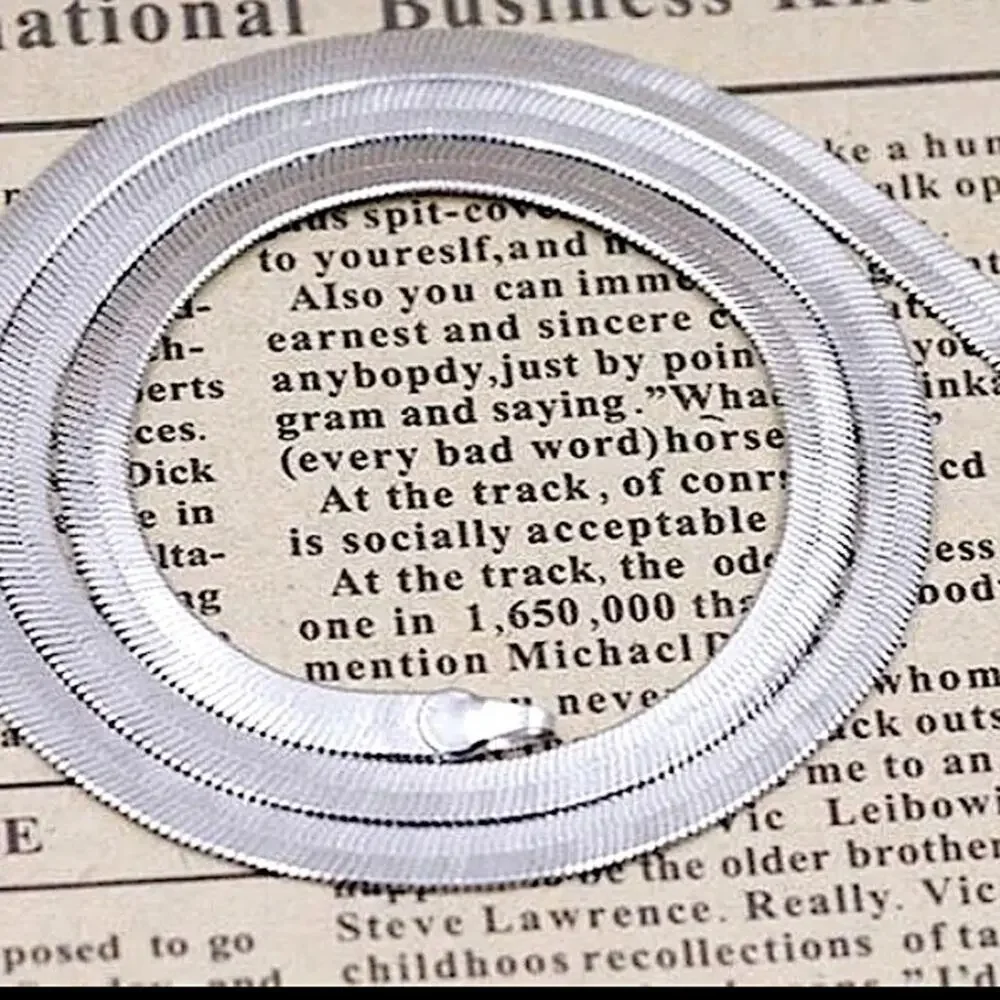 Sterling Silver Herringbone Flat Snake Necklace